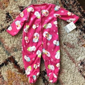 NWT Carter’s Baby Girl Fleece Snowman Pajamas 6m